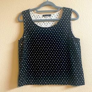 🩶St. John blck, white w/ gold metallic embellishments, knit cami, tank, M